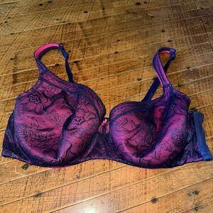 Cacique pink & navy modern lace LL 44DDD Balconette bra